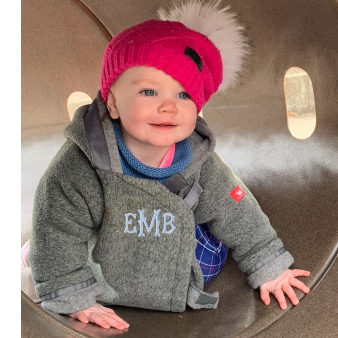 baby wearing grey coat