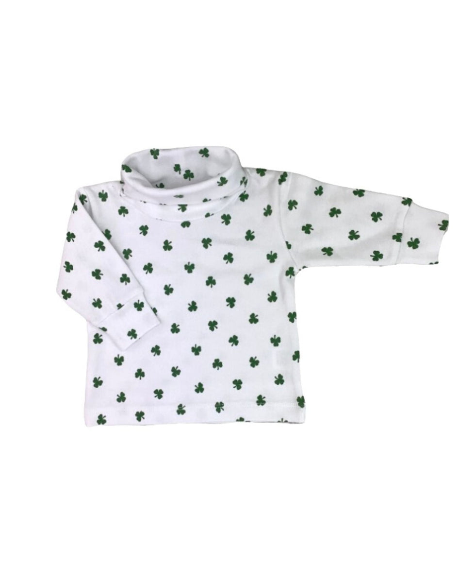 Children's White Shamrock Turtleneck Shirt 