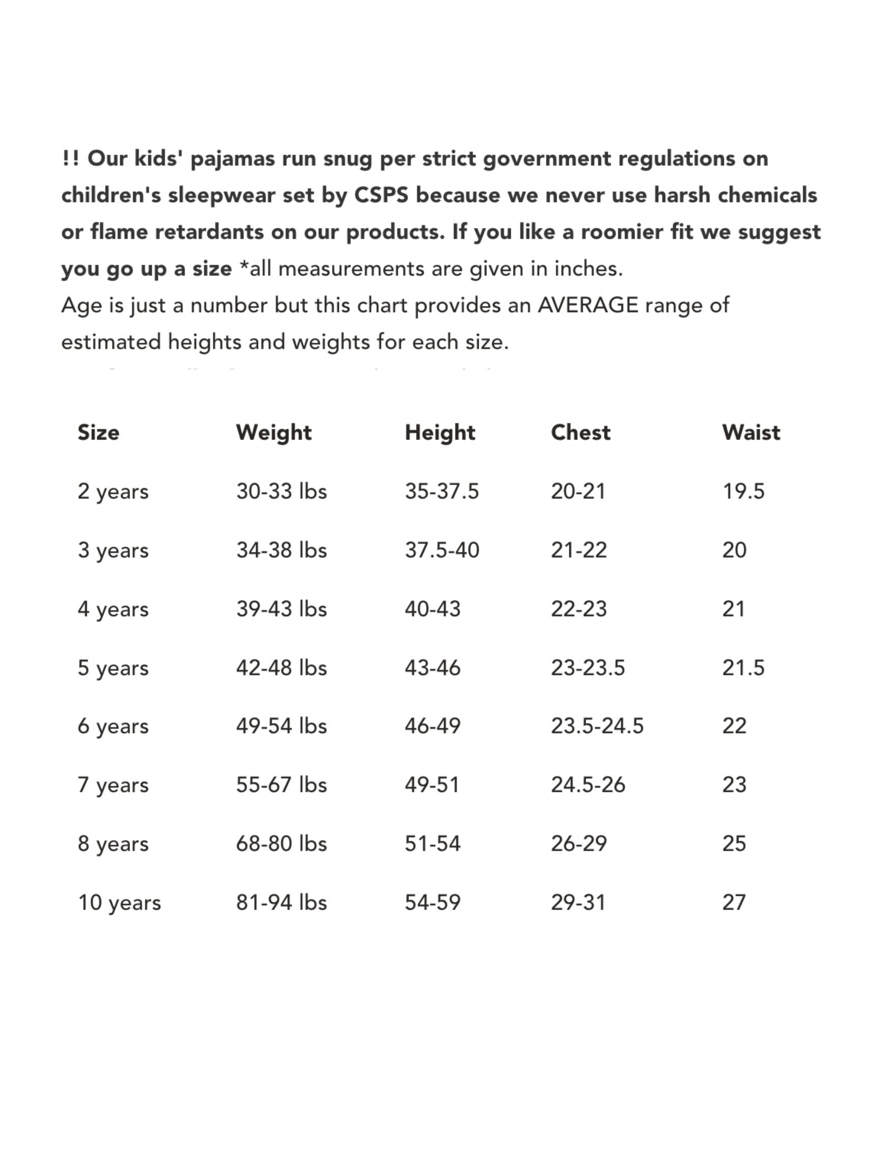 size chart