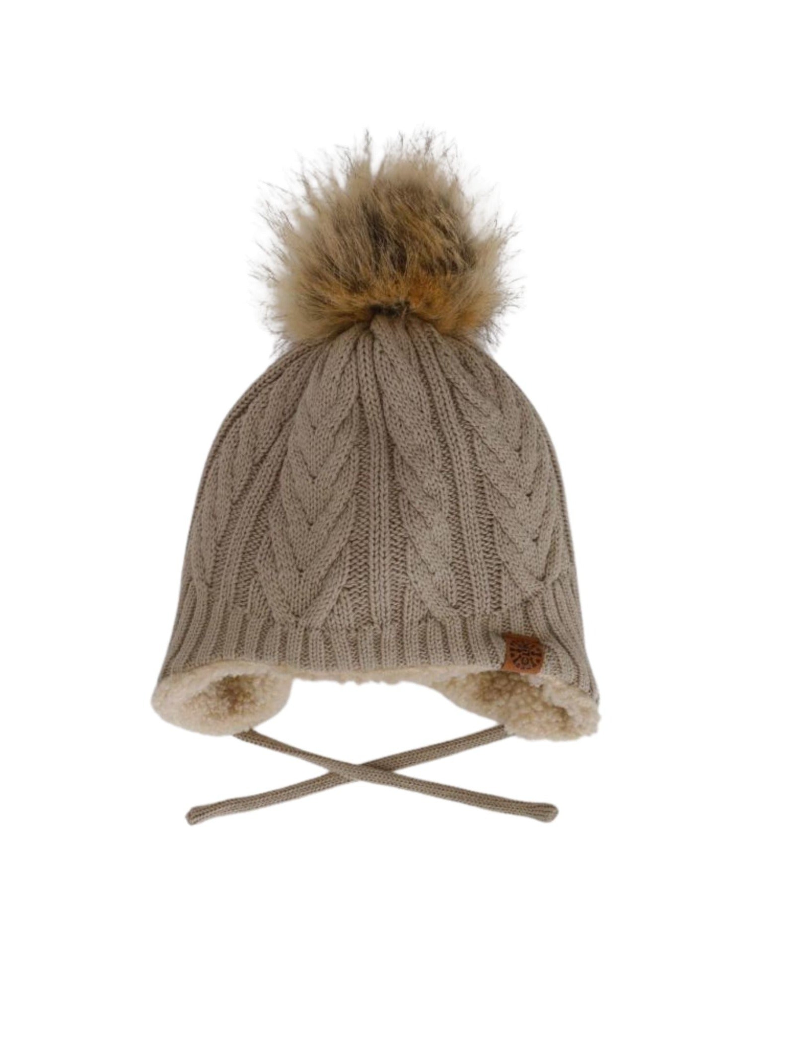 tan knit pom pom hat