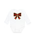 white long sleeve with red and black plaid bow design