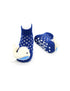 navy socks with white polka dots with ivory whales