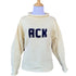 long sleeve ivory sweater with ACK written in navy