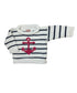 white and navy striped long sleeve sweater with pink anchor