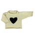 ivory sweater with navy heart in center