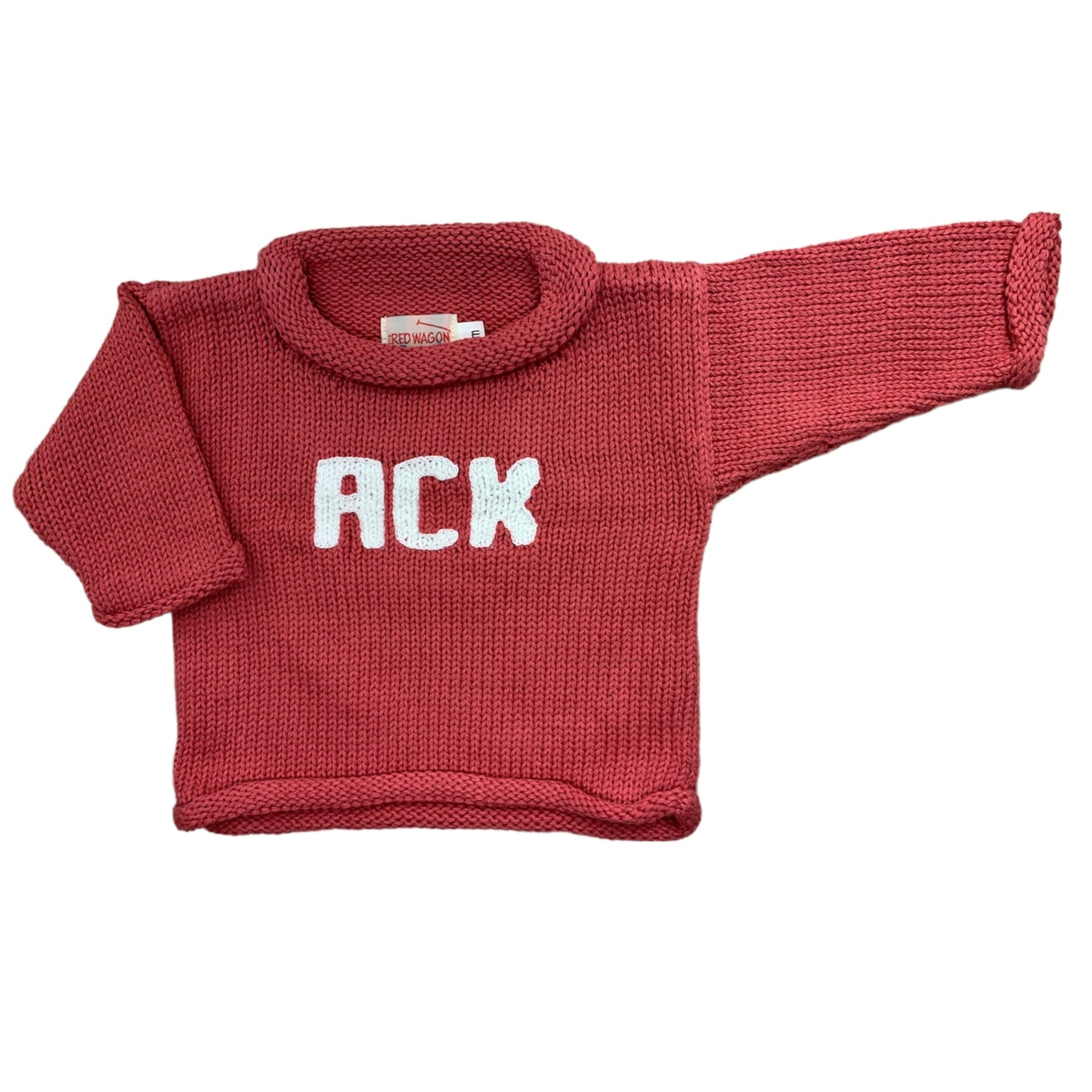 red sweater with with white ACK lettering - ACK Nantucket