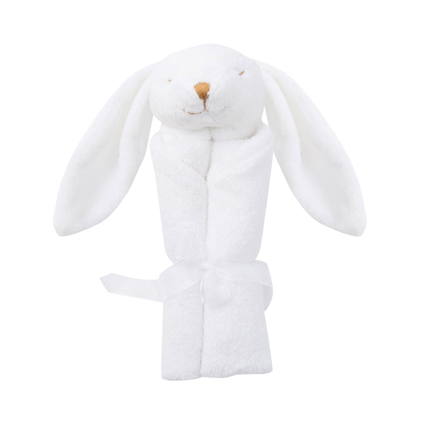 rolled up white bunny