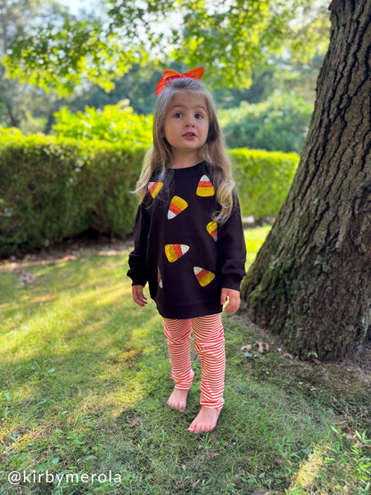 Black/Orange Candy Corn Sweatshirt &amp; Leggings 2pc Set