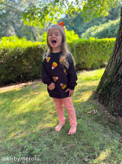 Black/Orange Candy Corn Sweatshirt &amp; Leggings 2pc Set