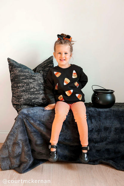 Black/Orange Candy Corn Sweatshirt &amp; Leggings 2pc Set