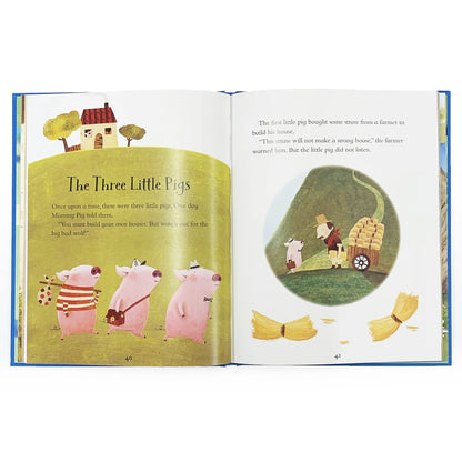 Illustrated book open to a page about &