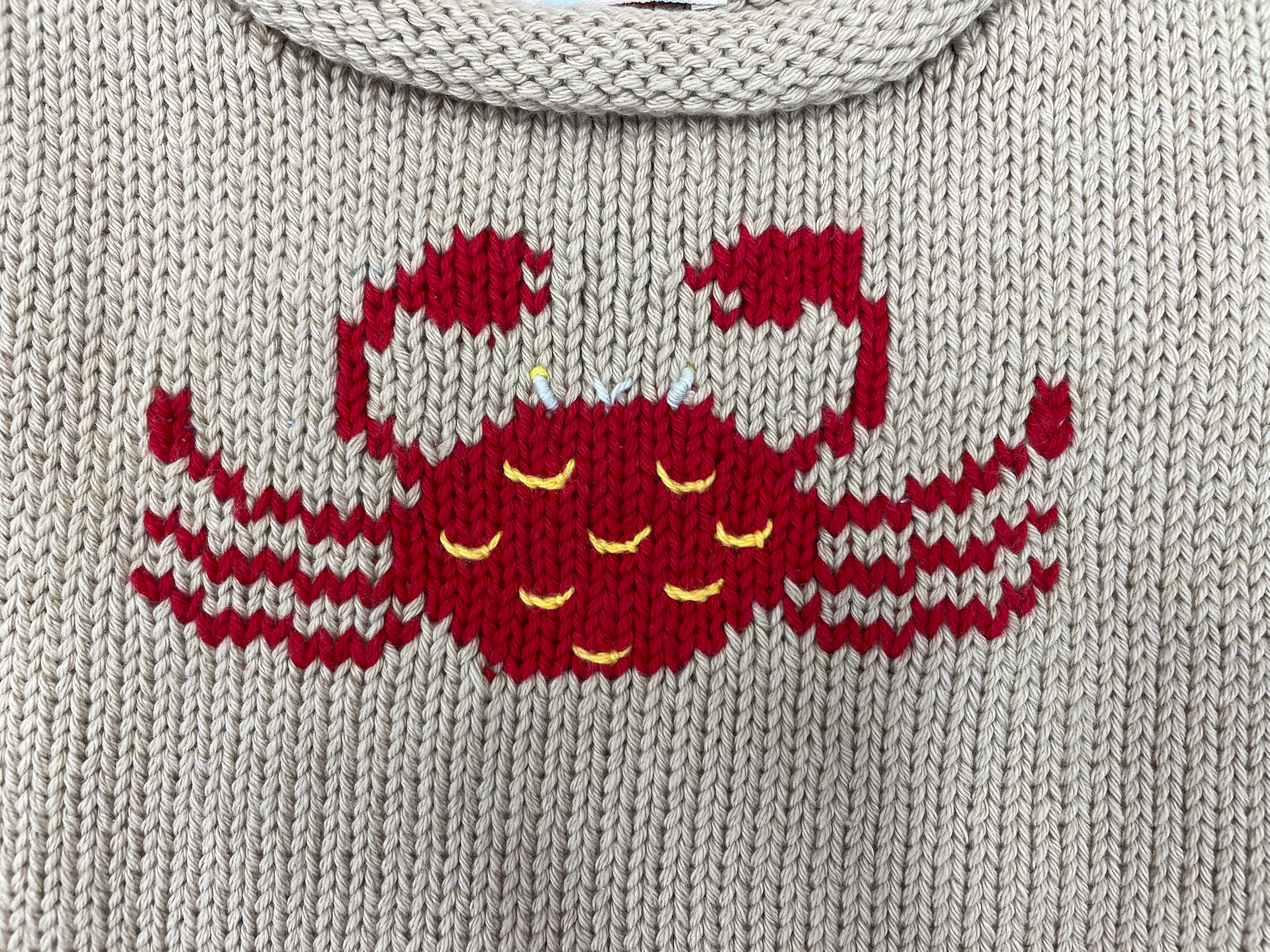 close up of crab knit