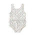 One-piece swimsuit with nautical pattern on a white background