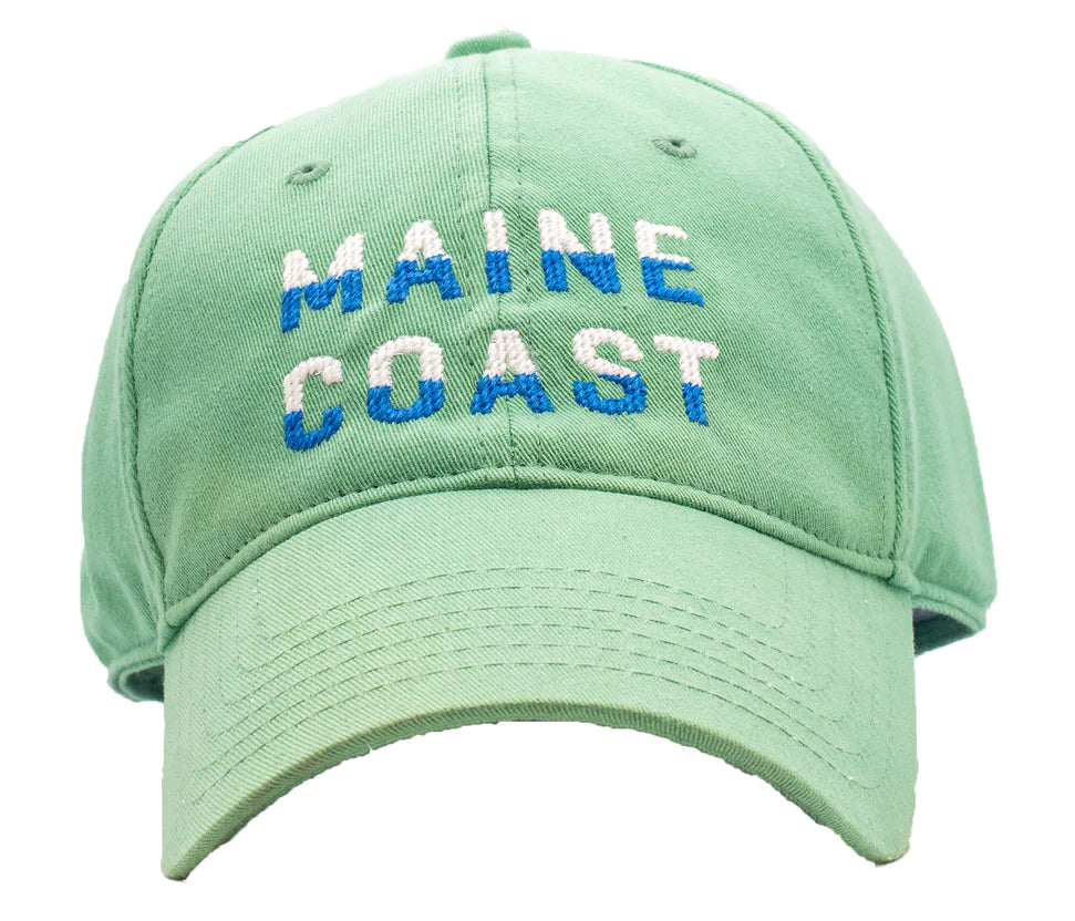 green hat with &quot;Maine Coast&quot; embroidered on it