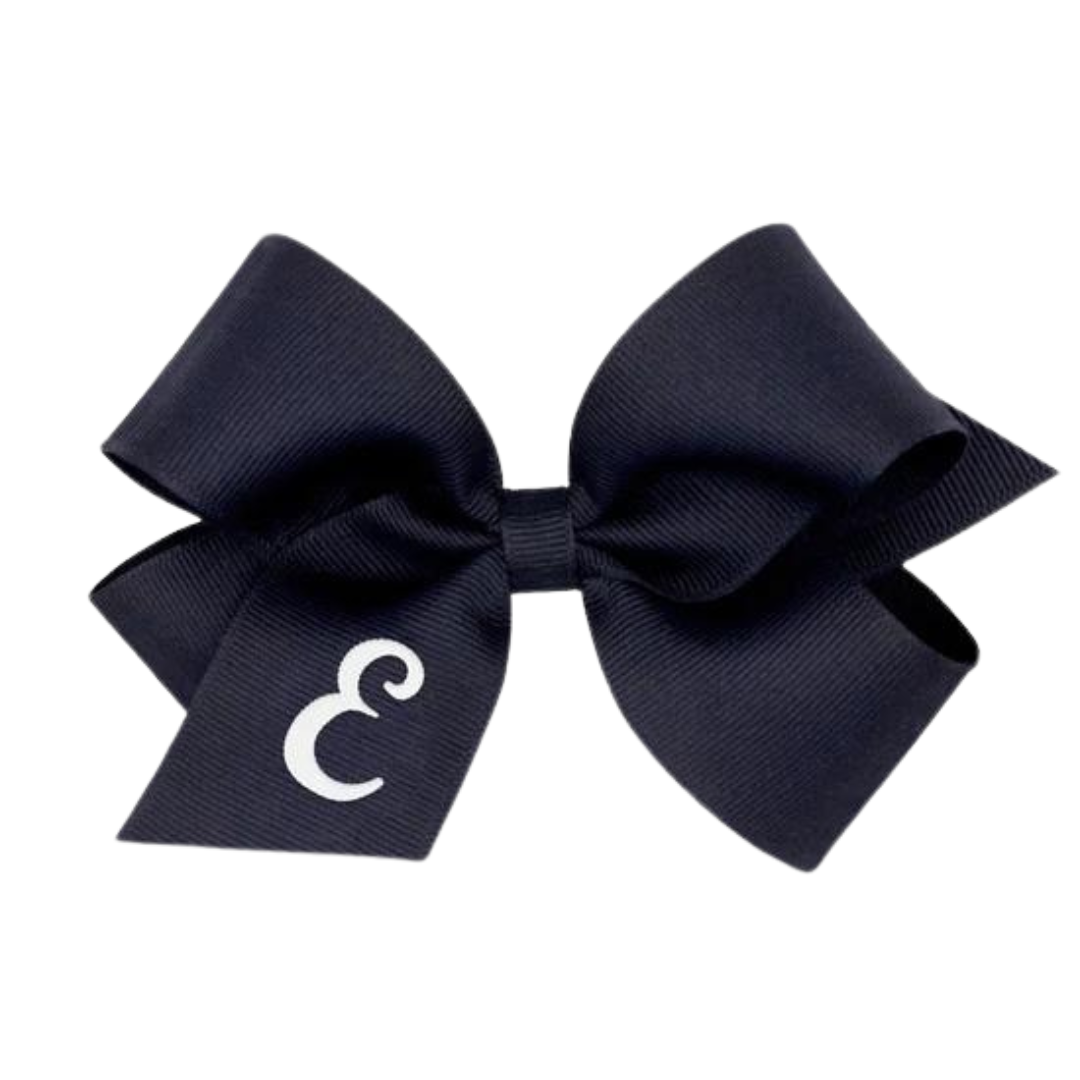 navy monogrammed bow
