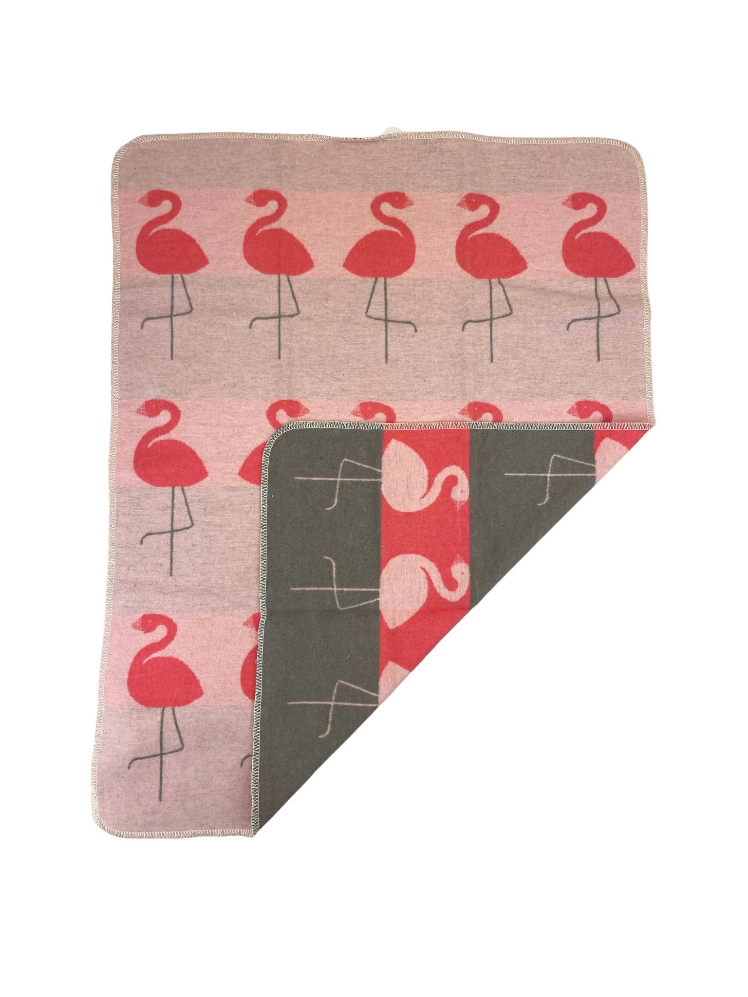 baby blanket light pink with darker pink flamingos