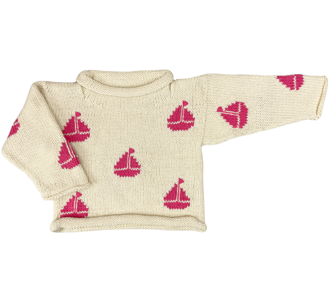 ivory sailboat kids sweater