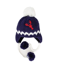 navy hat with red embroidered lobster and white pom