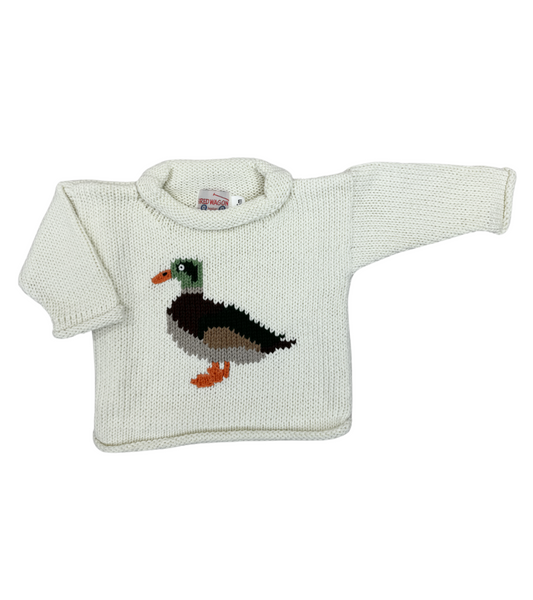 ivory sweater with mallard duck