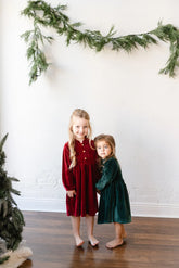 cranberry velvet holiday dress for kids