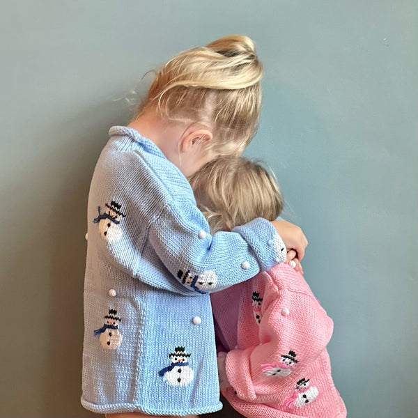 Light Blue Snowmen Roll Neck Sweater