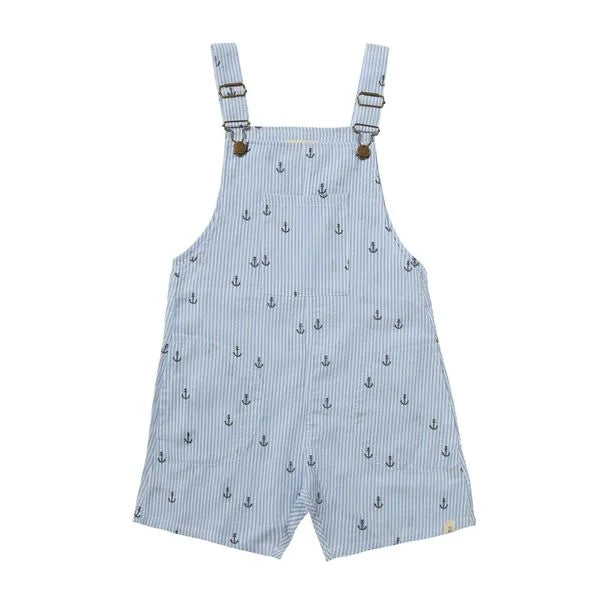 blue white striped overalls with anchors