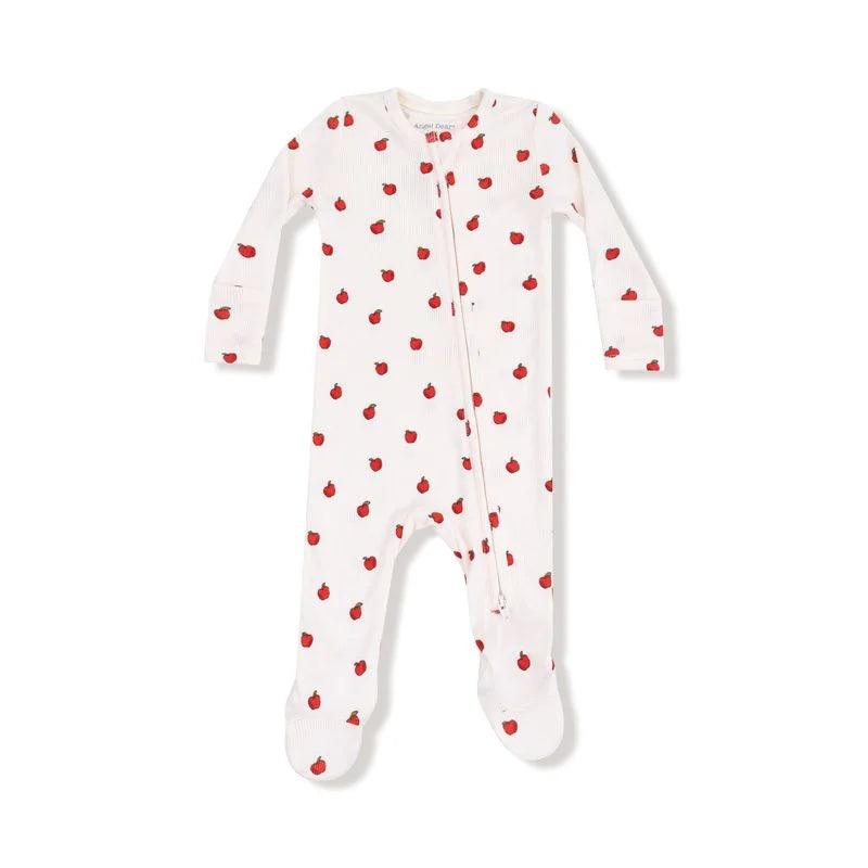 white footie with red apples all over