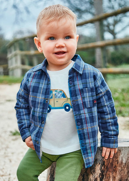 blue plaid lined overshirt