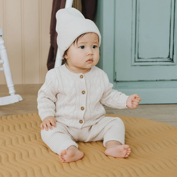 Cream Cable Knit Cardigan Sweater