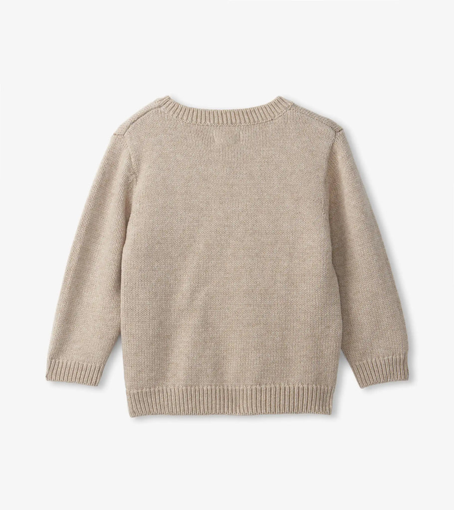 Cream Big Bear Crewneck Knit Sweater