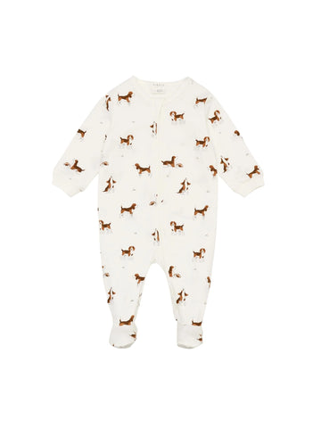 ivory footie with beagle dogs and football