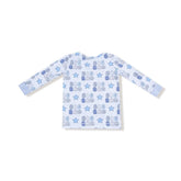 long sleeve top and long pants with Big Bro and stars all over in different shades of blue