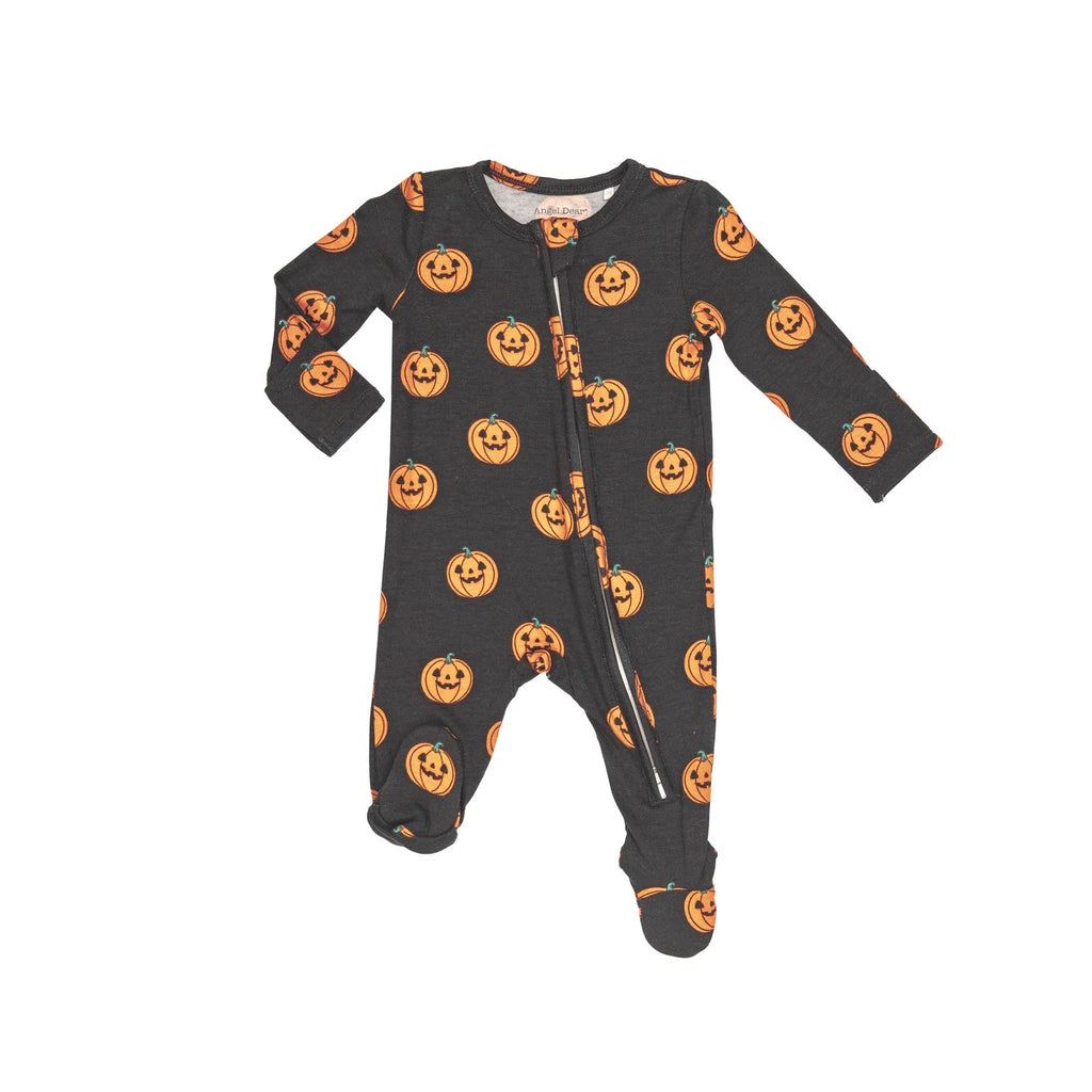 Baby Black Jack-O-Lantern 2 Way Zipper Footie | The Red Wagon 0-3M