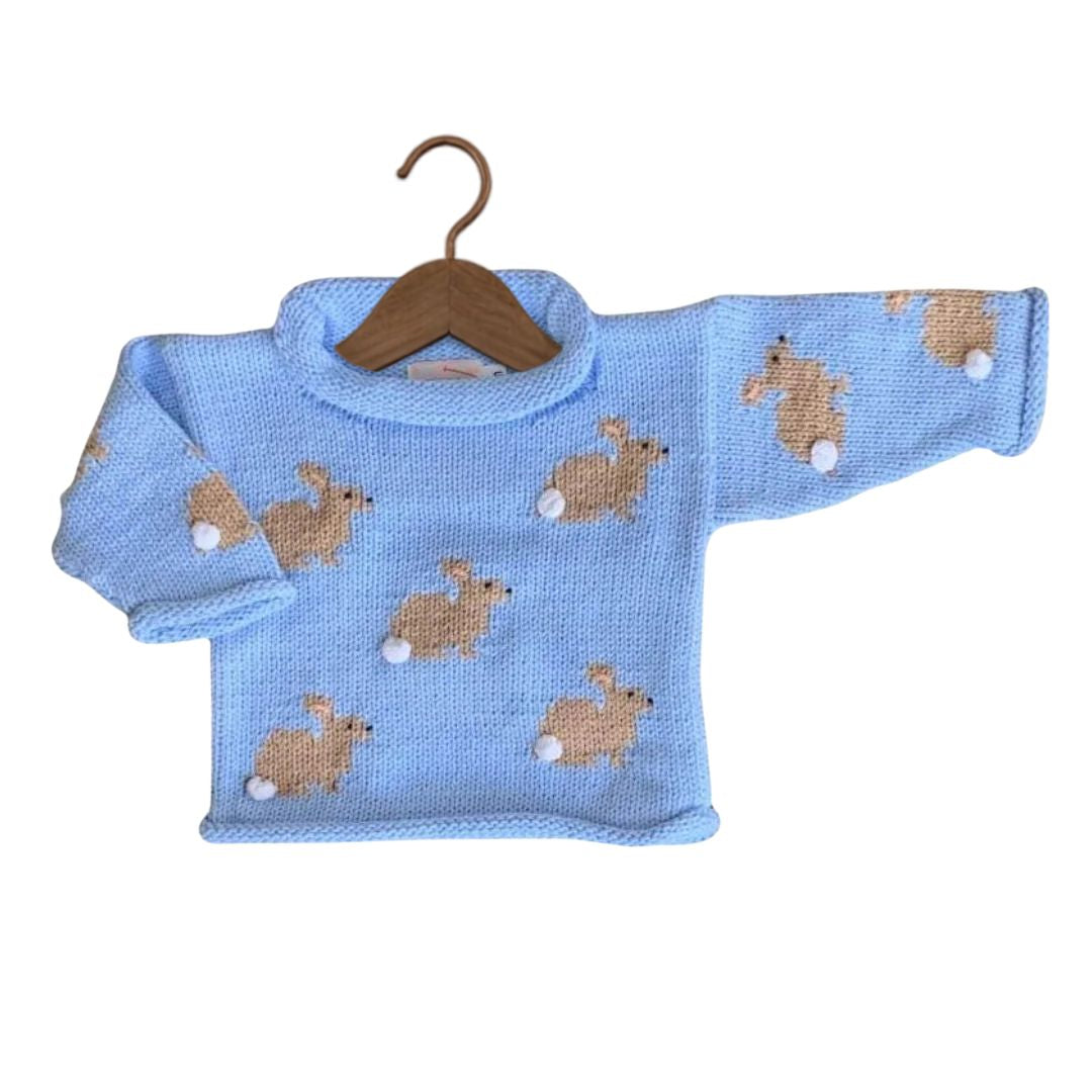 Pull à col roulé bleu Bunny