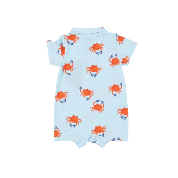 Blue/Red Crab Polo Shortie Romper