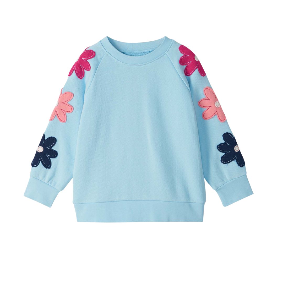 Cool Blue Floral Slouchy Pullover