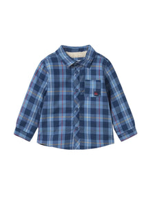 blue plaid lined overshirt