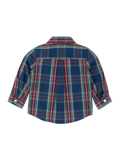 blue plaid boys holiday shirt