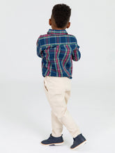 blue plaid boys holiday shirt