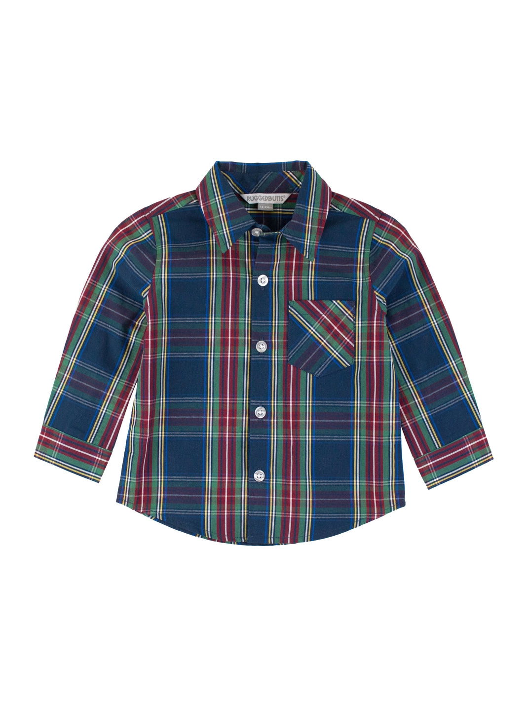 blue plaid boys holiday shirt