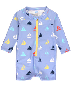 blue sailboats baby boy swimsuit