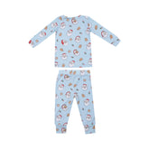 blue santa kids pajamas