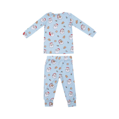 blue santa kids pajamas