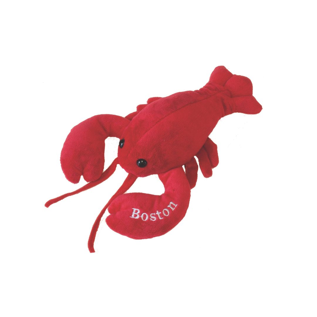 red lobster plush with Boston embroidered in white on the claw