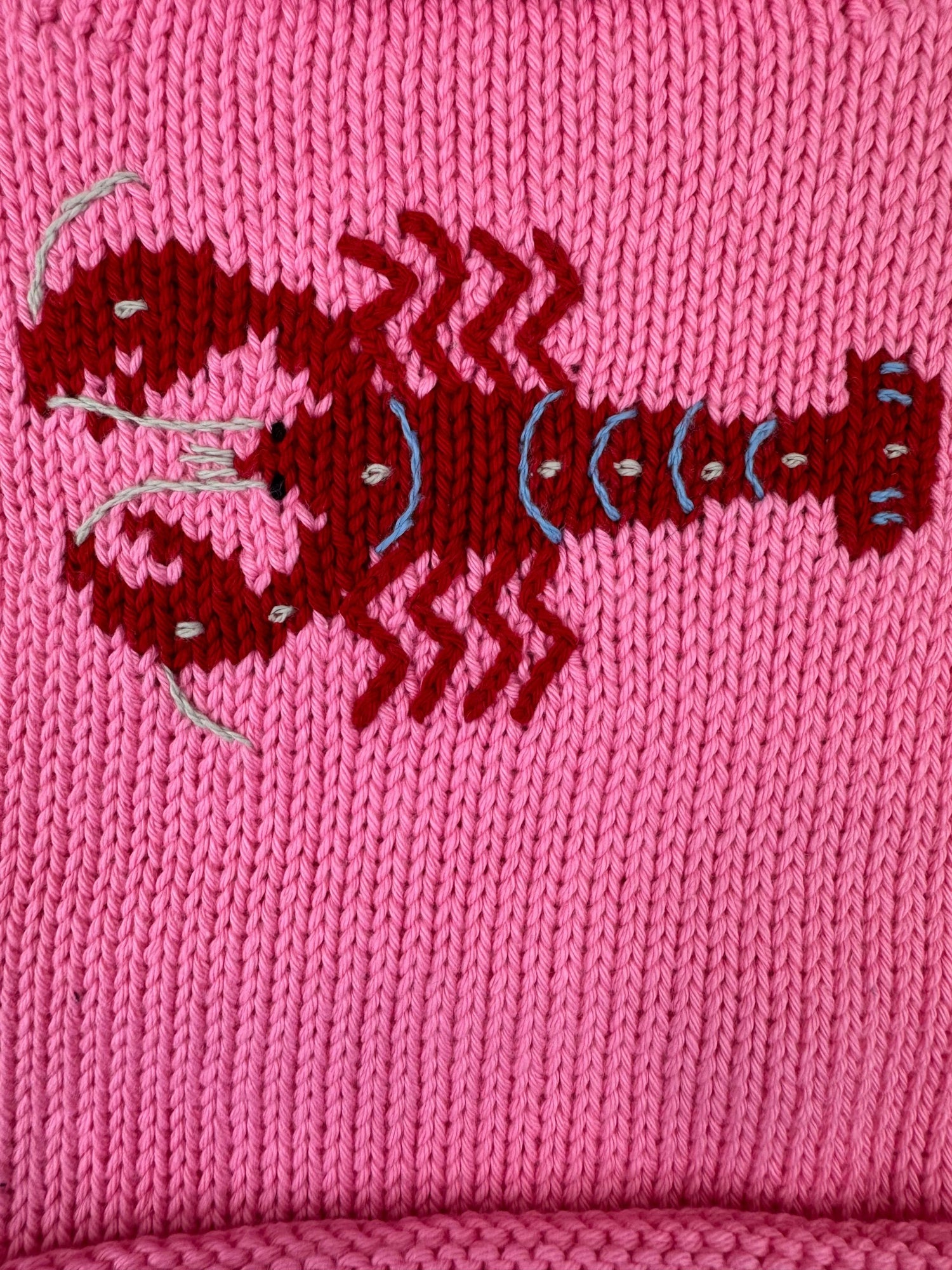 Bright Pink Lobster Roll Neck Sweater