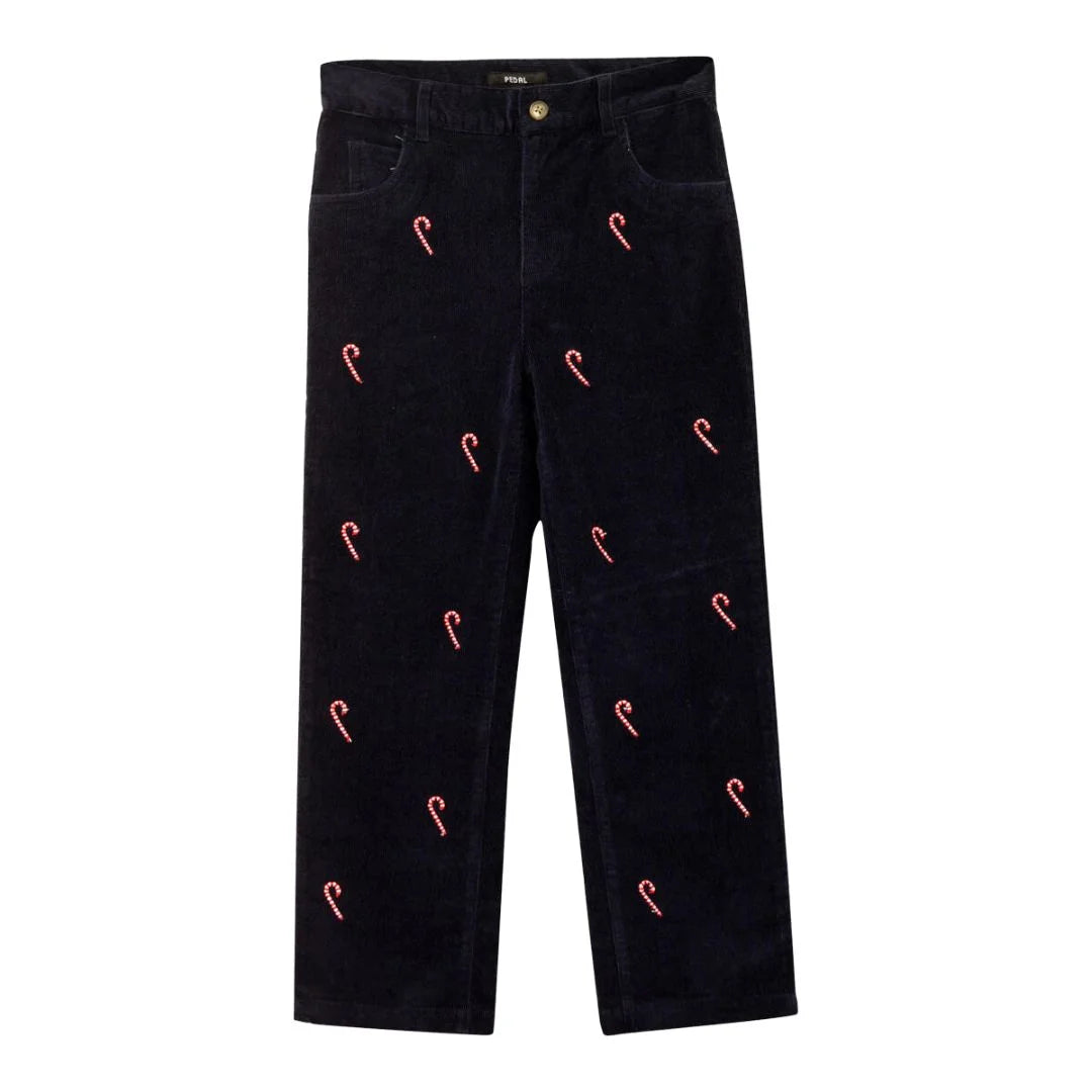 Navy Candy Cane Corduroy Pants