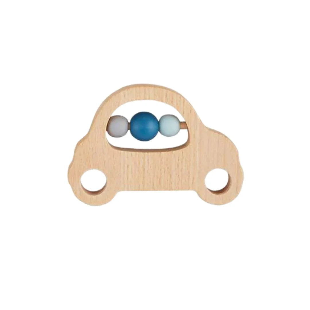 wooden car teether rattle