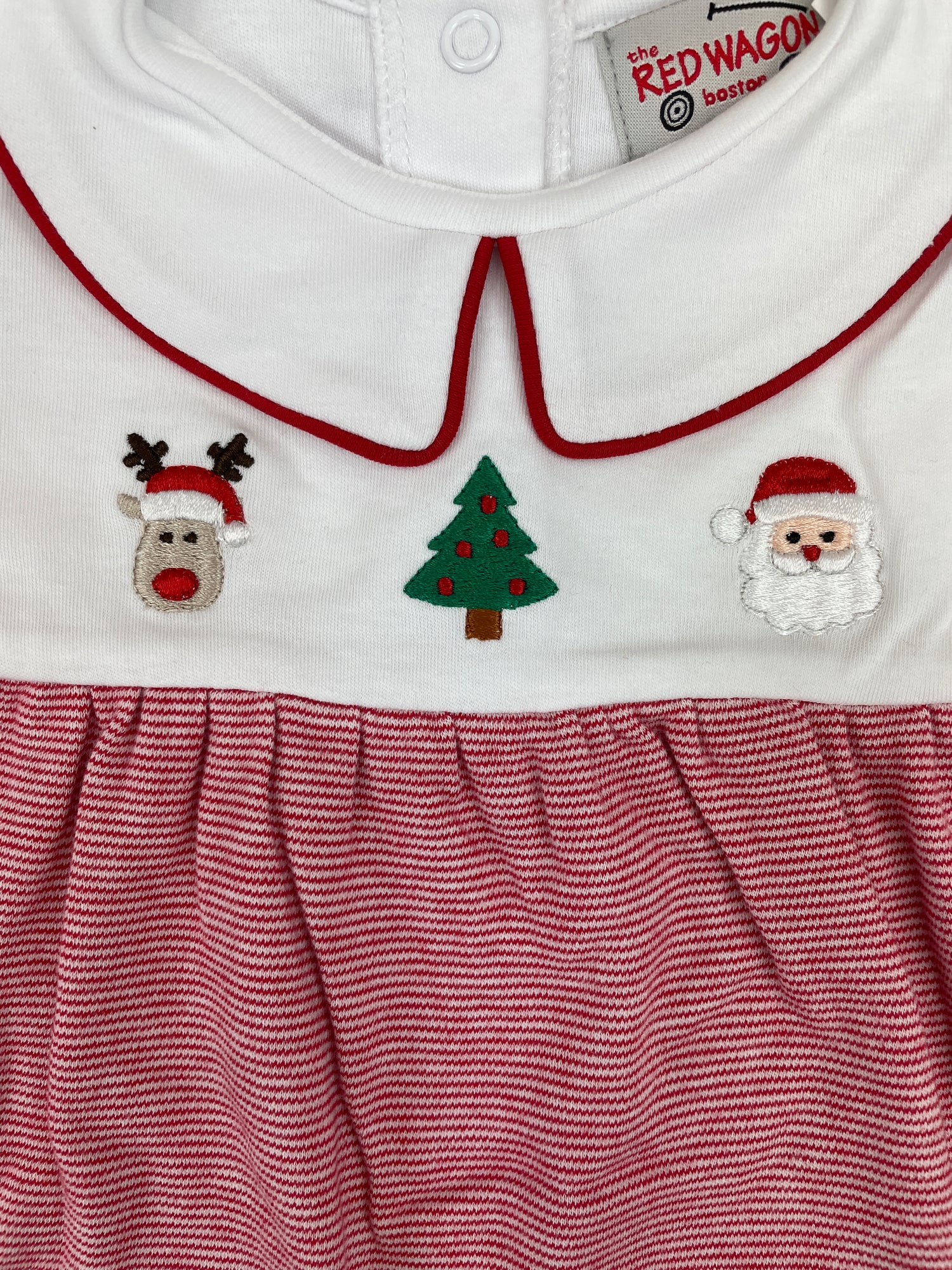 close up of Christmas embroidery