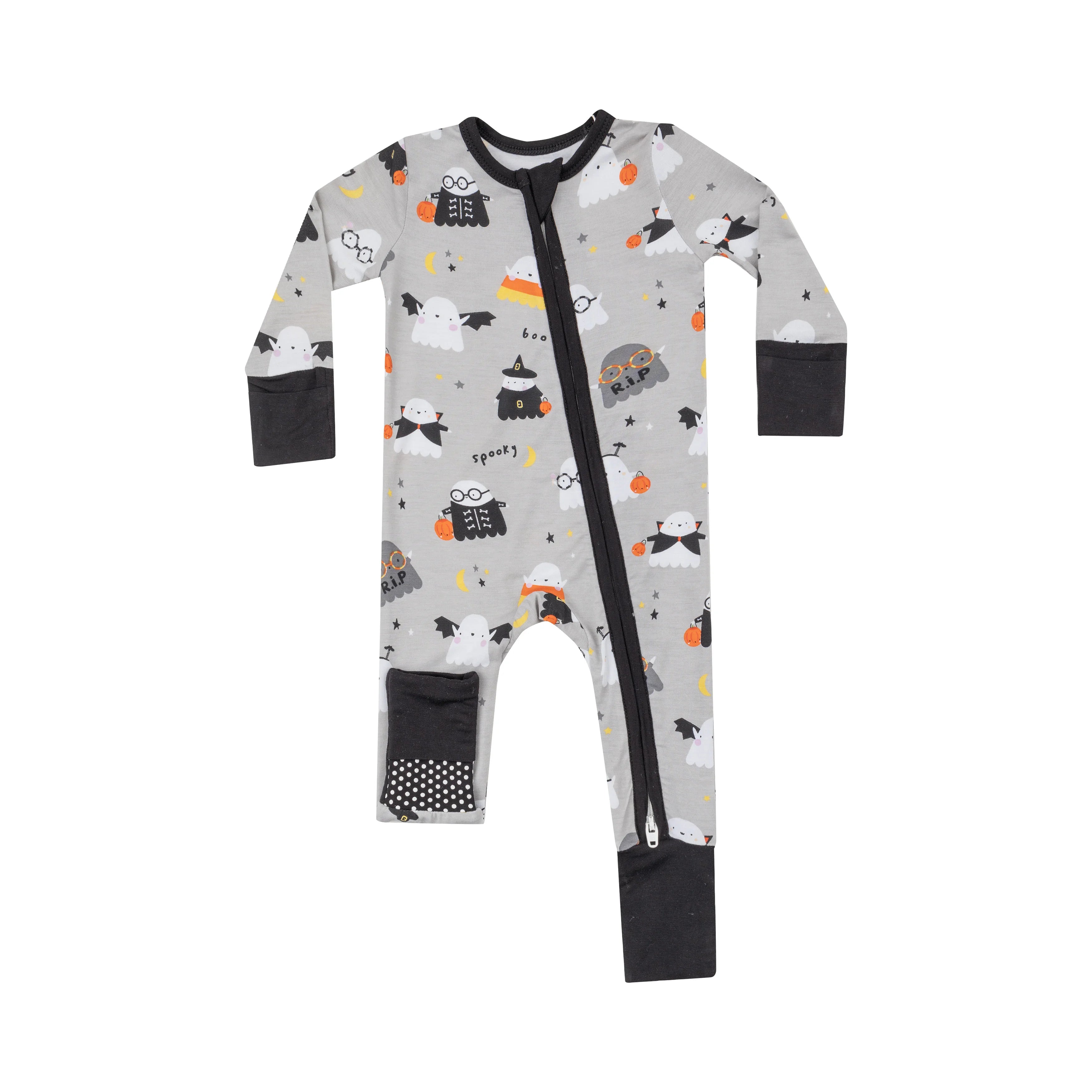 grey costumed ghosts baby halloween romper