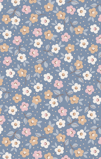 Blue/Pink Country Calico Ruffle 2 Way Zipper Footie